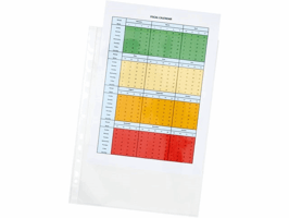 Staples Standard Plus-insteekhoezen, A4+, 0,08, glashelder met witte, verstevigde rand, polypropyleen, 320 x 230 mm (pak 100 stuks)