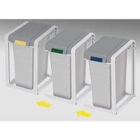 Afvalbaksysteem voor kringloopmateriaal ProfiLine Eco, flexibel inhoud 3x38 l, b x h x d = 1065x560x395 mm 3-voudig station
