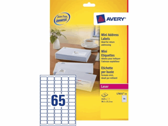 ETIKET AVERY L7651-25 38.1X21.2MM 1625ST artikel afbeelding