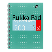 Collegeblok Pukka Jotta A4 ruit 5x5mm 4-gaats 200 pagina's 80gr groen