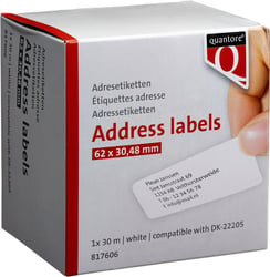 Labeletiket Quantore DK-22205 62x30.48mm wit
