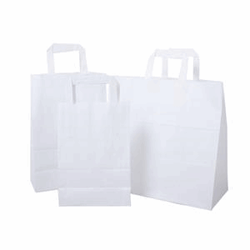 Papieren draagtas met platte handgreep 22+11x36cm, 70 grams, kleur wit