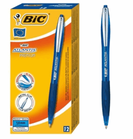 Balpen Bic Atlantis soft metalen clip clic medium blauw