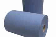 Handdoekrol blauw, 100% cellulose, 80 meter x 21 cm, 3-laags, verlijmd, extra sterk, 12 rollen per foliepak