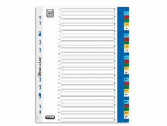 Elba Tabbladen gekleurd kunststof 11 rings, A4 maxi, bedrukte tabs, 1-31 artikel afbeelding