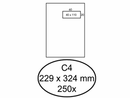 Envelop Quantore C4 229x324mm venster 4x11cm rechts zelfkl 250st