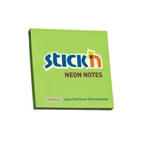 Notitieblok Stick'n 76x76mm neongroen/p6