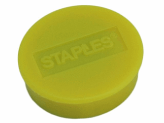Staples Verpakking met 10 ronde, gele magneten van 25 mm met een magnetische kracht 425 gram/m² (doos 10 stuks) artikel afbeelding