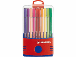 Viltstift STABILO Pen 68/20 ColorParade in rood/blauw etui medium assorti etui à 20 stuks