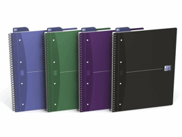 Collegeblok Oxford Office Essentials A4+ lijn 4-gaats 180 pagina's 80gr assorti