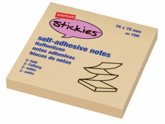 Staples Notitieblok Z-Notes 76 x 76 mm, geel (pak 12 x 100 vel) artikel afbeelding