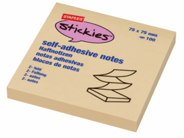 Staples Notitieblok Z-Notes 76 x 76 mm, geel (pak 12 x 100 vel)