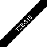 Brother TZe tape voor P-Touch 6 mm, wit op zwart