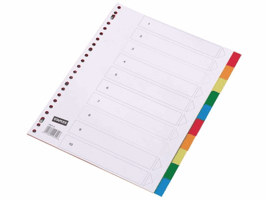 Staples Tabbladen gekleurd kunststof 23 rings, A4, 10 onbedrukte tabs (set 10 vel)