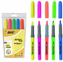 Markeerstift Bic grip assorti etui à 5 stuks