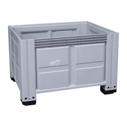 Palletcontainer van HDPE l x b x h = 1200x1000x790 mm, 4 voeten, gesloten, grijs