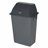 Robuuste verzamelbak voor recyclebaar materiaal met deksel inhoud 60 l, hoog deksel inwerpklep (Breedte: 460 mm; Dekselkleur: grijs; Diepte: 320 mm; Hoogte: 800 mm; Kleur afvalbak: grijs; Uitrusting: met wandhouder, met deksel; Uitvoering inworp: tuimeldeksel)