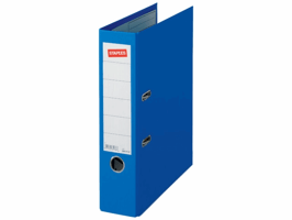 Staples Premium Ordner, A4, Rugbreedte 80 mm, Karton met Polypropyleen, Blauw