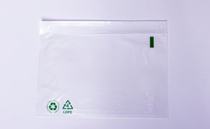 Zelfklevende Paklijst Enveloppen LDPE 60% Recycled, C6, 165x122, Transparant