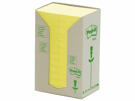 Memoblok Post-it 653 38x51mm recycled geel