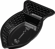 C-Foodtray Type 91 205x110x35 PS Zwart Inhoud 300CC. Sausinhoud 80CC. Doosinhoud 1000 St.