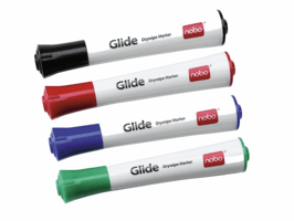 Viltstift Nobo whiteboard Glide rond assorti 1mm 4st
