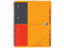 Oxford International Organiserbook 4-gaats, Gelinieerd, A4, Oranje (pak 5 stuks)