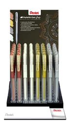 Gelschrijver Pentel K118 0.3mm display à 48 stuks wit goud en zilver artikel afbeelding