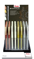 Gelschrijver Pentel K118 0.3mm display à 48 stuks wit goud en zilver