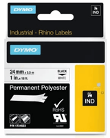 Labeltape Dymo Rhino 1734523 24mmx5.5m polyester zwart op wit