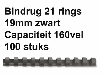 BINDRUG FELLOWES 19MM 21RINGS A4 ZWART artikel afbeelding
