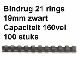 Bindrug GBC 19mm 21rings A4 zwart 100 stuks