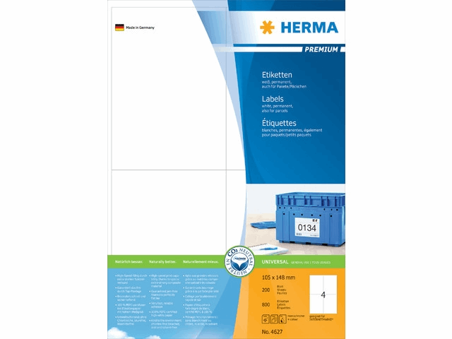 Pack 2400 Etiquetas Blanca HERMA - 30.5x16.9 Mm, Para Impresora De Chorro De Tinta, Hoja A4, Autoadhesivas