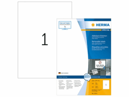 Herma Verwijderbaar papieretiket, 210 x 297 mm, 100 vellen, 1 etiket per A4-vel, wit (pak 100 stuks)