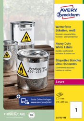 Etiket Avery Zweckform L4775-100 210x297mm 100 etiketten