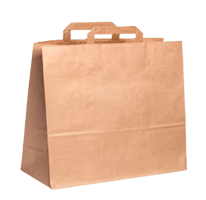 papieren draagtassen eco-bruin groot 32×16×26 cm verpakt per 300 Stuks model blanco bruin