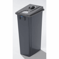 Robuuste verzamelbak voor recyclebaar materiaal met deksel inhoud 80 l, plat deksel (Breedte: 340 mm; Dekselkleur: grijs; Diepte: 470 mm; Hoogte: 830 mm; Kleur afvalbak: grijs; Uitrusting: met deksel; Uitvoering inworp: gesloten, afvalpictogrammen)