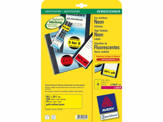 ETIKET AVERY L7263Y-25 99.1X38.1MM NEON GEEL 340ST artikel afbeelding