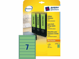 RUGETIKET AVERY ZWECK L4764-20 192X38MM GROEN 140ST artikel afbeelding