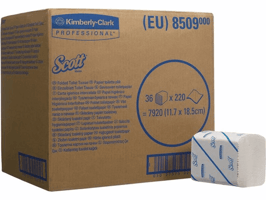 Scott® Gevouwen toilettissue Wit, 2 laags, 230 vel per pak (doos 36 pakken)