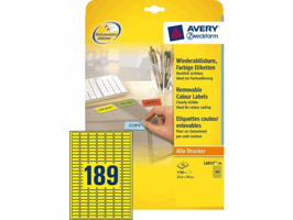Etiket Avery Zweckform L6037-20 25.4x10mm geel 3780stuks