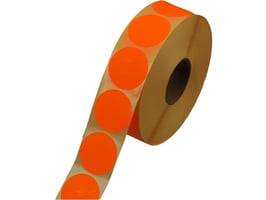 Kangaro Etiket Rond 35 mm Neon Oranje (rol 500 stuk)