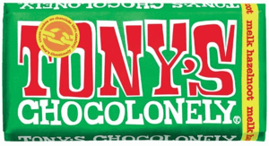 Chocolade Tony's Chocolonely melk hazelnoot reep 180gr