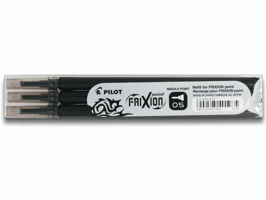 Rollerpenvulling PILOT friXion fijn zwart set à 3 stuks