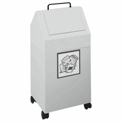 Afvalbak voor kringloopmateriaal inhoud 45 l, b x h x d = 320x710x310 mm, verrijdbaar plaatstaal, grijs RAL 7035