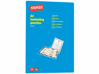 Staples Lamineerhoes A4, 216 x 303 mm, 2 x 125 micron, glanzend (pak 100 stuks) artikel afbeelding
