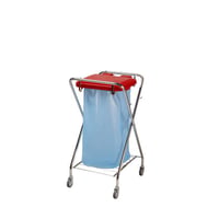 Hygiënische afvalzakstandaard voor inhoud 120 l, bevestigingsframe vierkant rood, hoogte 1030 mm