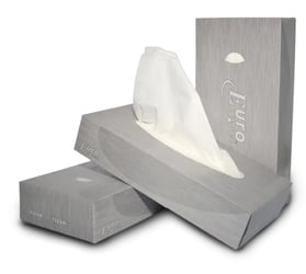 Euro facial tissues in dispenserdoos, 2 laags cellulose, 21 x 21 cm, doos 100 stuks