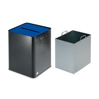 Papierverzamelaar, DSGVO-conform h x b x d = 420x320x320 mm antiek zilver/blauw