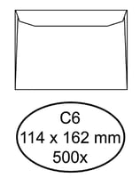 Envelop Hermes bank C6 114x162mm gegomd wit doos à 500 stuks